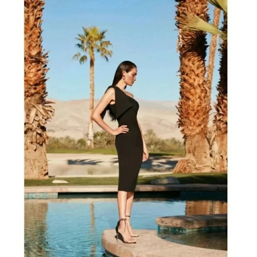 NWT Dress The Population Tiffany Black One Shoulder Dress Size Small